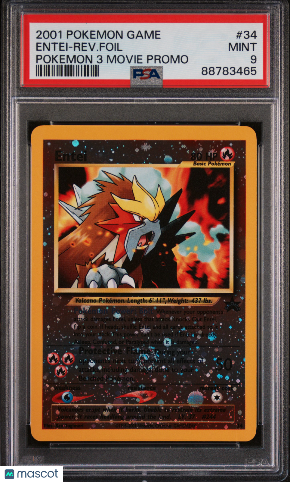 2001 Pokemon Game Movie Entei-Rev.Foil Pokemon 3 Movie Promo PSA 9 88783465