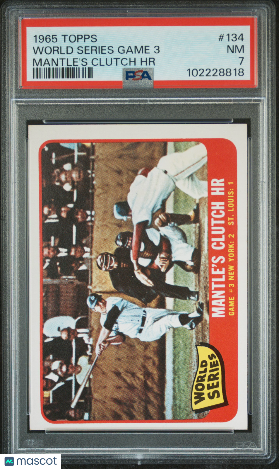 1965 Topps World Series Game 3 Mantle&#39;S Clutch Hr PSA 7