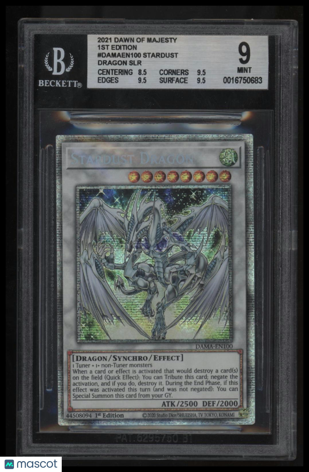 2021 Yu-Gi-Oh Dawn of Majesty 1st Edition Stardust Dragon SLR BGS 9.0