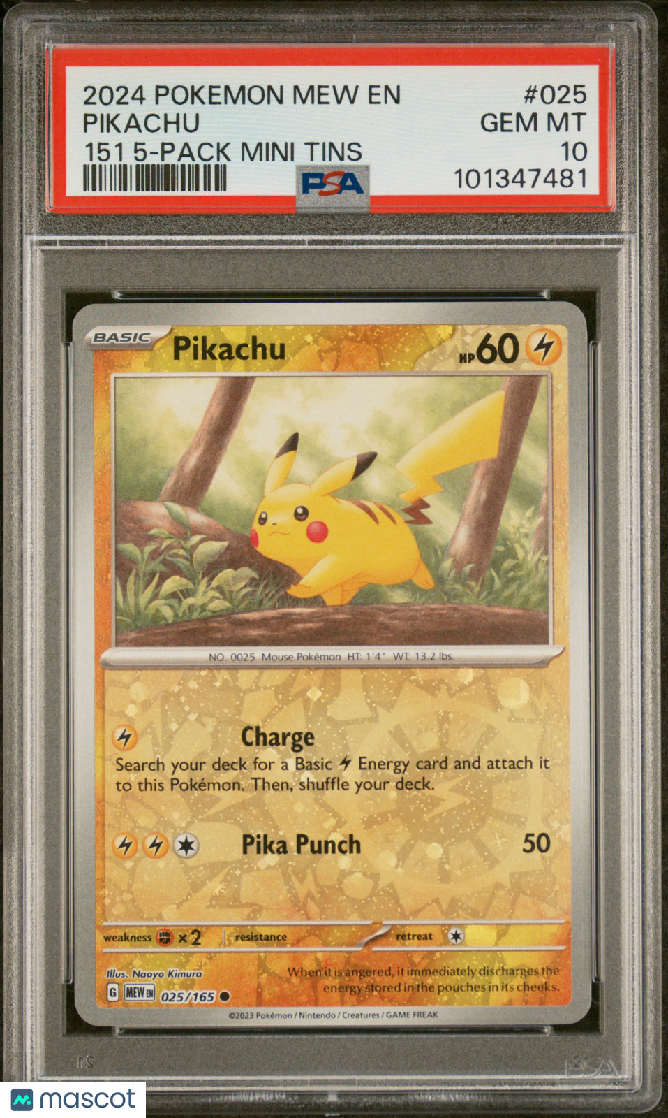 2024 Pokemon Mew En-151 Pikachu 151 5-Pack Mini Tins PSA 10