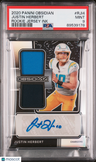 2020 Panini Obsidian Rookie Jersey Ink #RJI4 Justin Herbert PSA 9