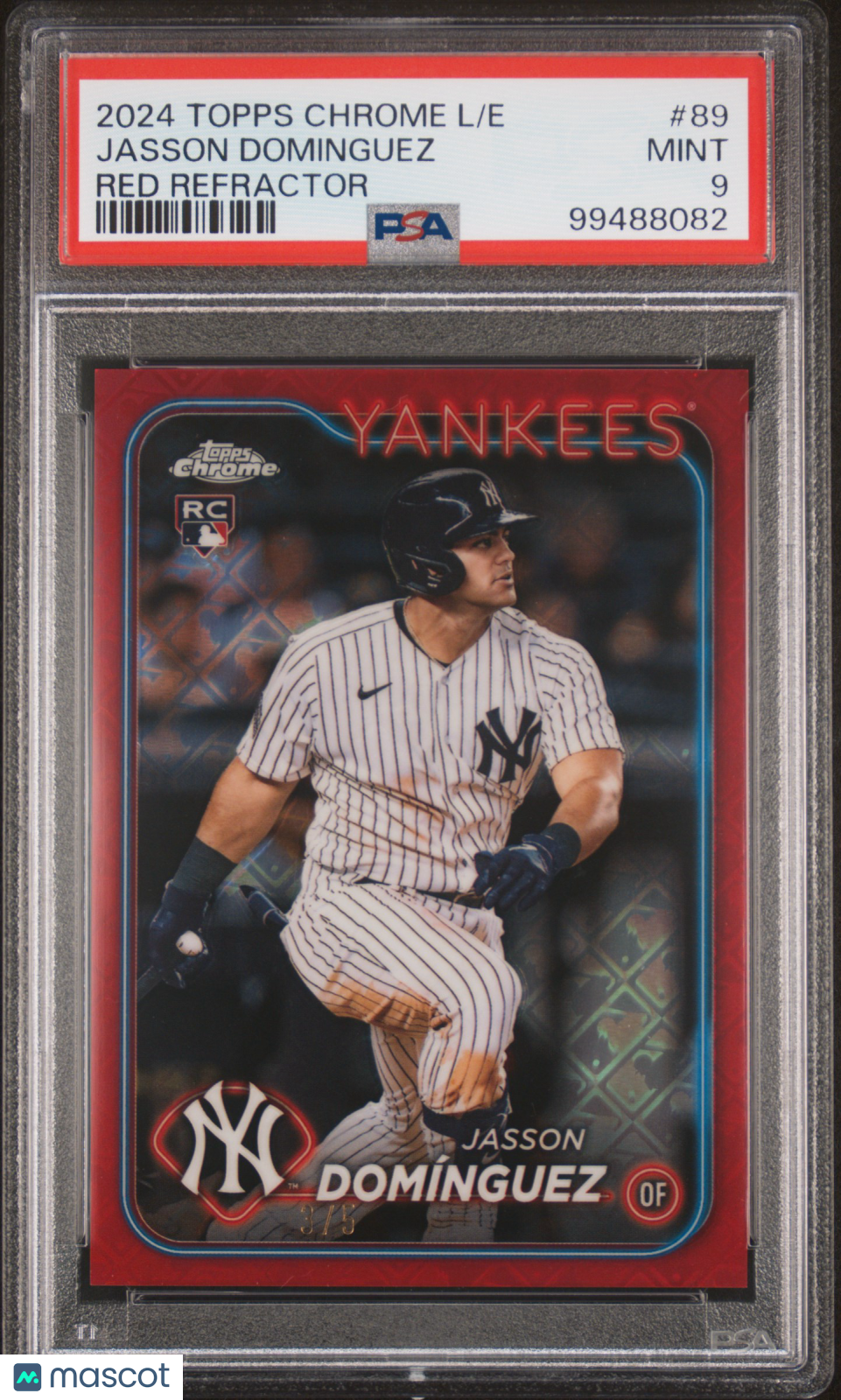 2024 Topps Chrome Logofractor Edition Jasson Dominguez Red Refractor PSA 9