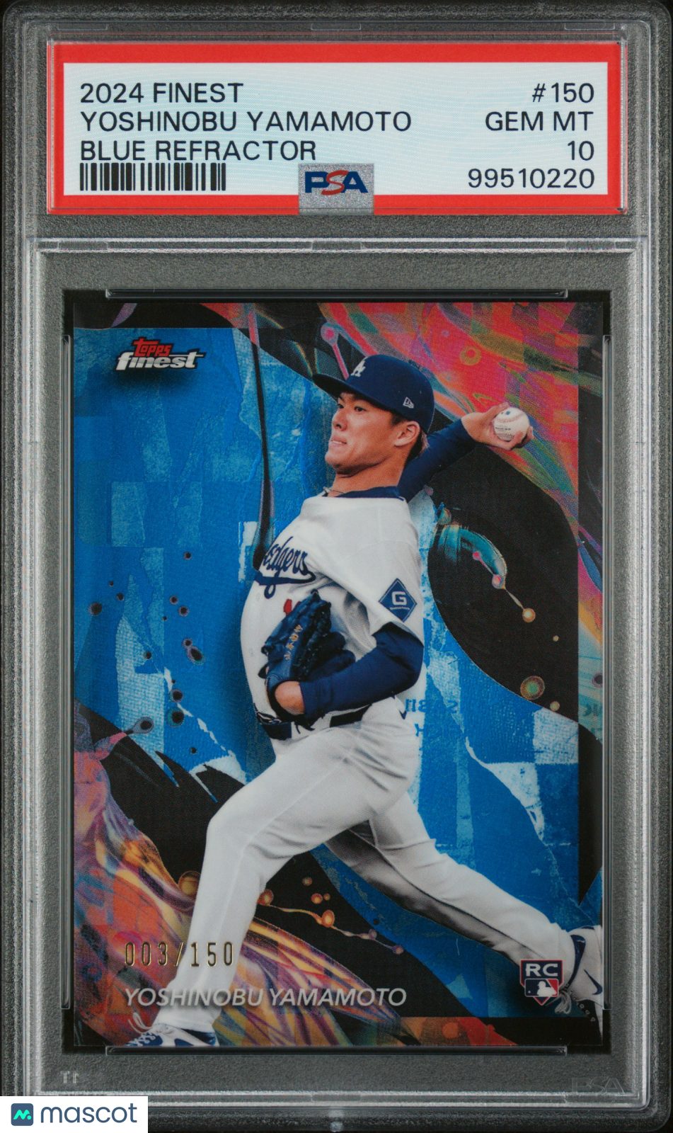 2024 Topps Finest Yoshinobu Yamamoto Blue Refractor PSA 10