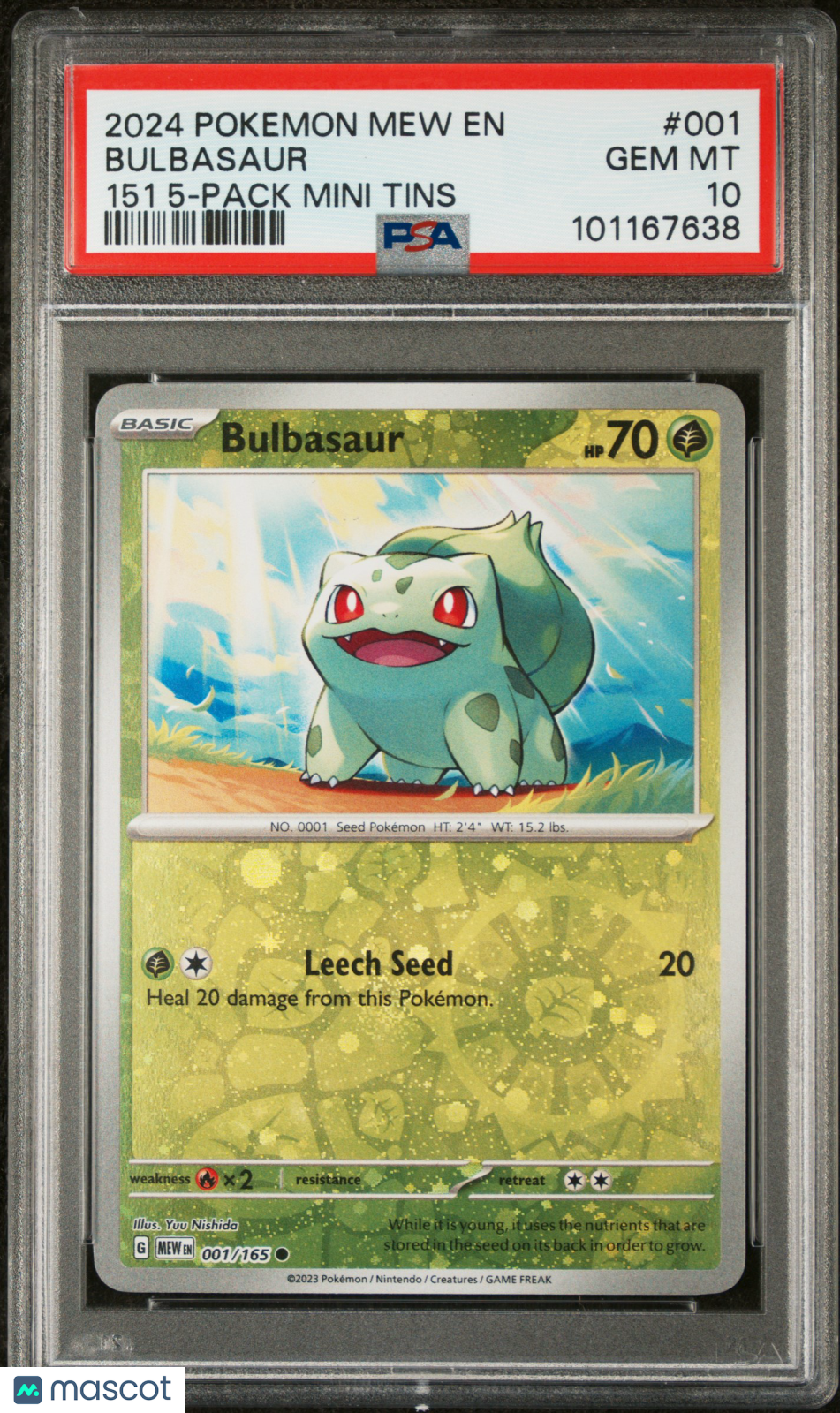 2024 Pokemon Mew En-151 Bulbasaur 151 5-Pack Mini Tins PSA 10