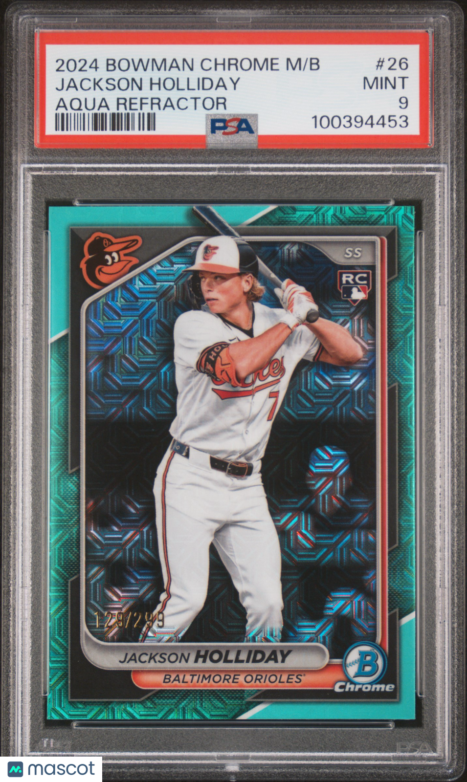 2024 Bowman Chrome Mega Box Jackson Holliday Aqua Refractor PSA 9