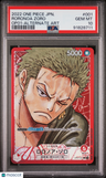 2022 One Piece Japanese Romance Dawn Roronoa Zoro Op01-Alternate Art PSA 10