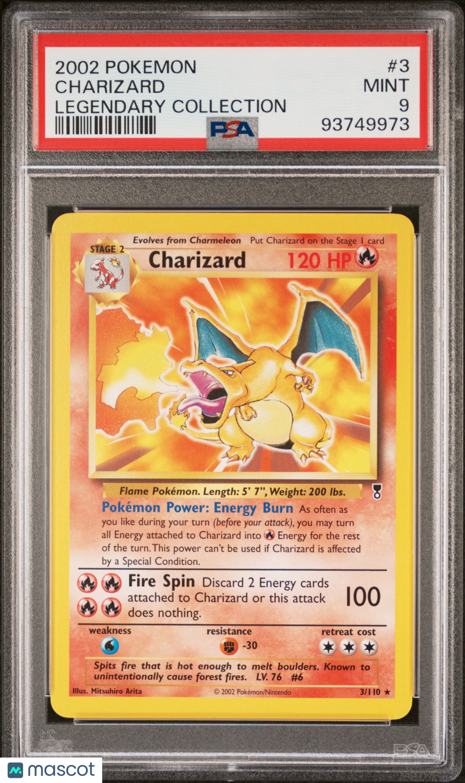 2002 Pokemon Legendary Collection Charizard Legendary Collection PSA 9