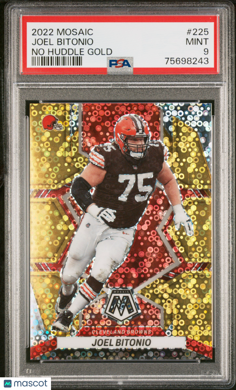 2022 Panini Mosaic #225 Joel Bitonio No Huddle Gold PSA 9