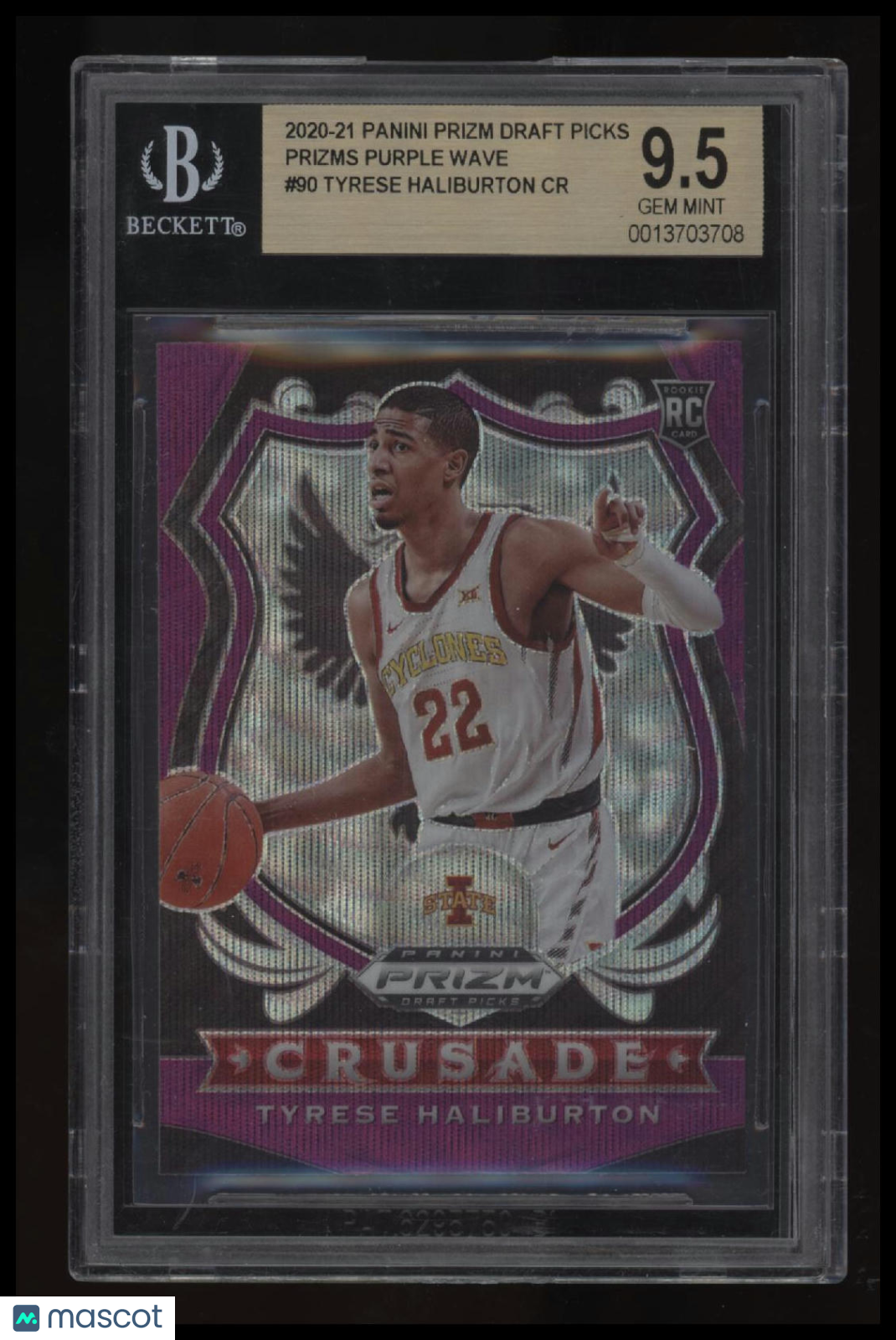 2020-21 Panini Prizm Draft Picks Prizms Purple Wave Tyrese Haliburton CR BGS 9.5