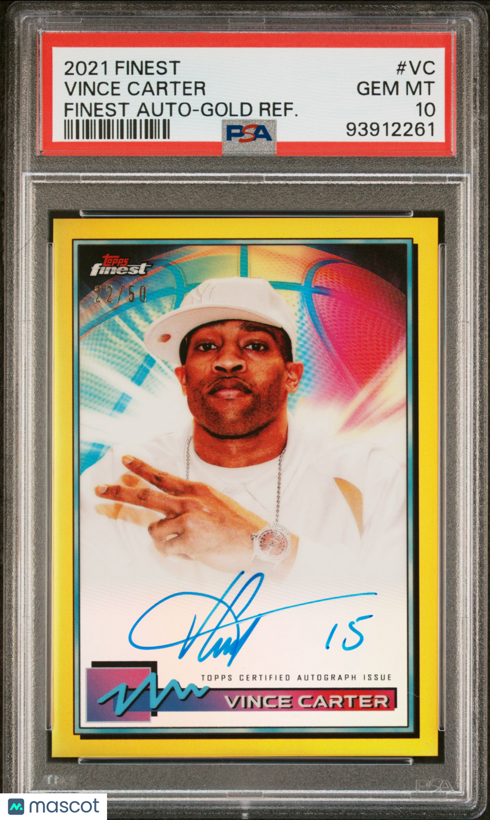 2021 Topps Finest Finest Autographs Vince Carter Finest Auto-Gold Ref. PSA 10