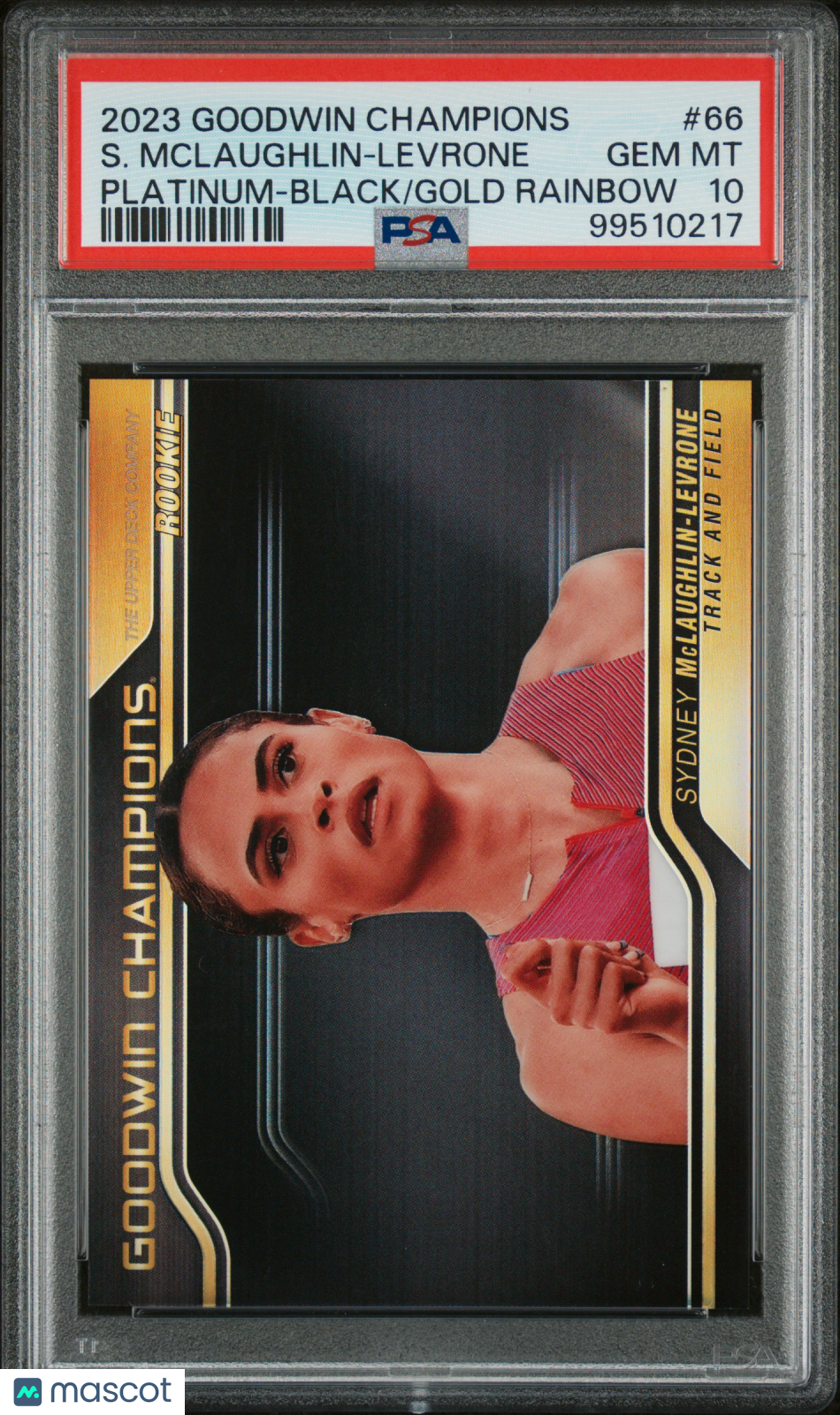 2023 Upper Deck Goodwin Champions Mclaughlin-Levrone Black/Gold Rainbow PSA 10