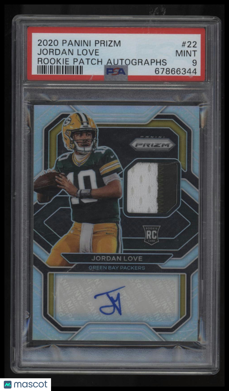 2020 Panini Prizm Rookie Patch Autographs Jordan Love PSA 9