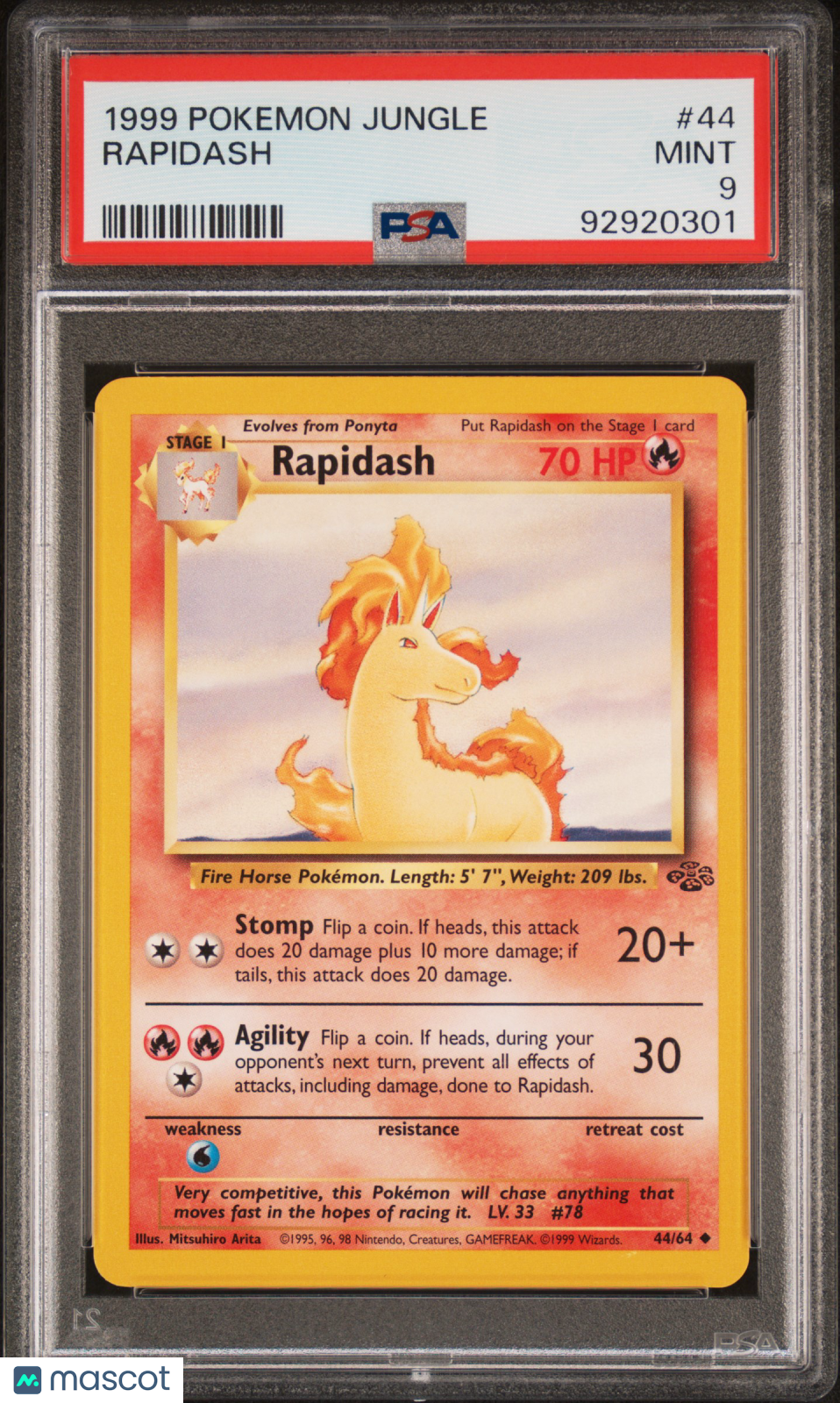 1999 Pokemon Jungle Rapidash PSA 9