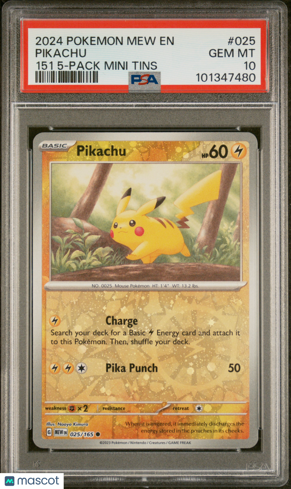 2024 Pokemon Mew En-151 Pikachu 151 5-Pack Mini Tins PSA 10