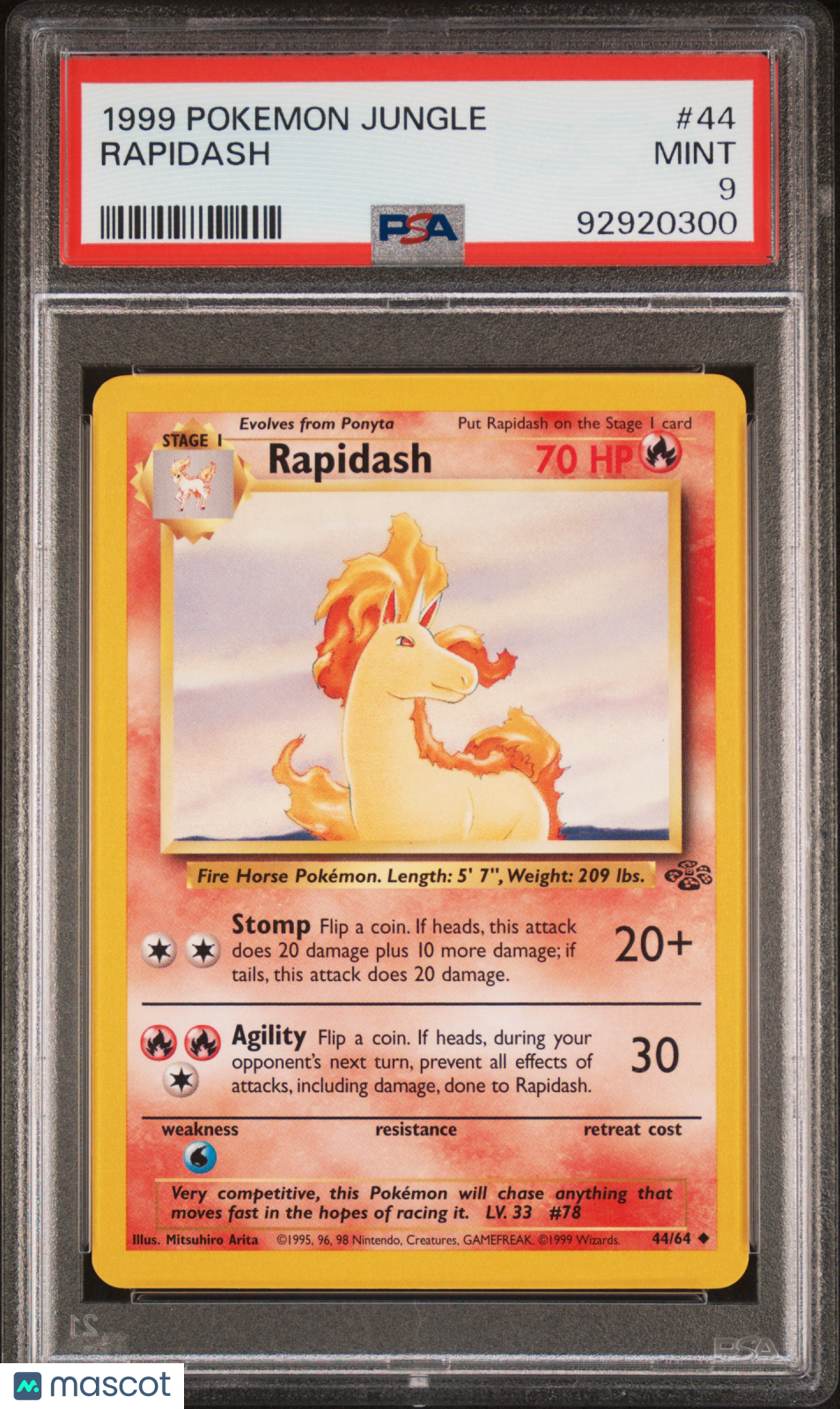 1999 Pokemon Jungle Rapidash PSA 9