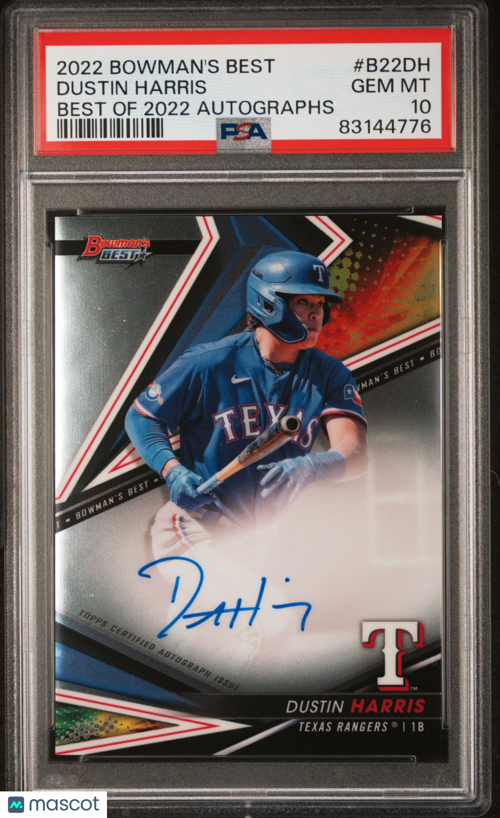 2022 Bowman&#39;S Best Best Of 2022 Autographs Dustin Harris PSA 10