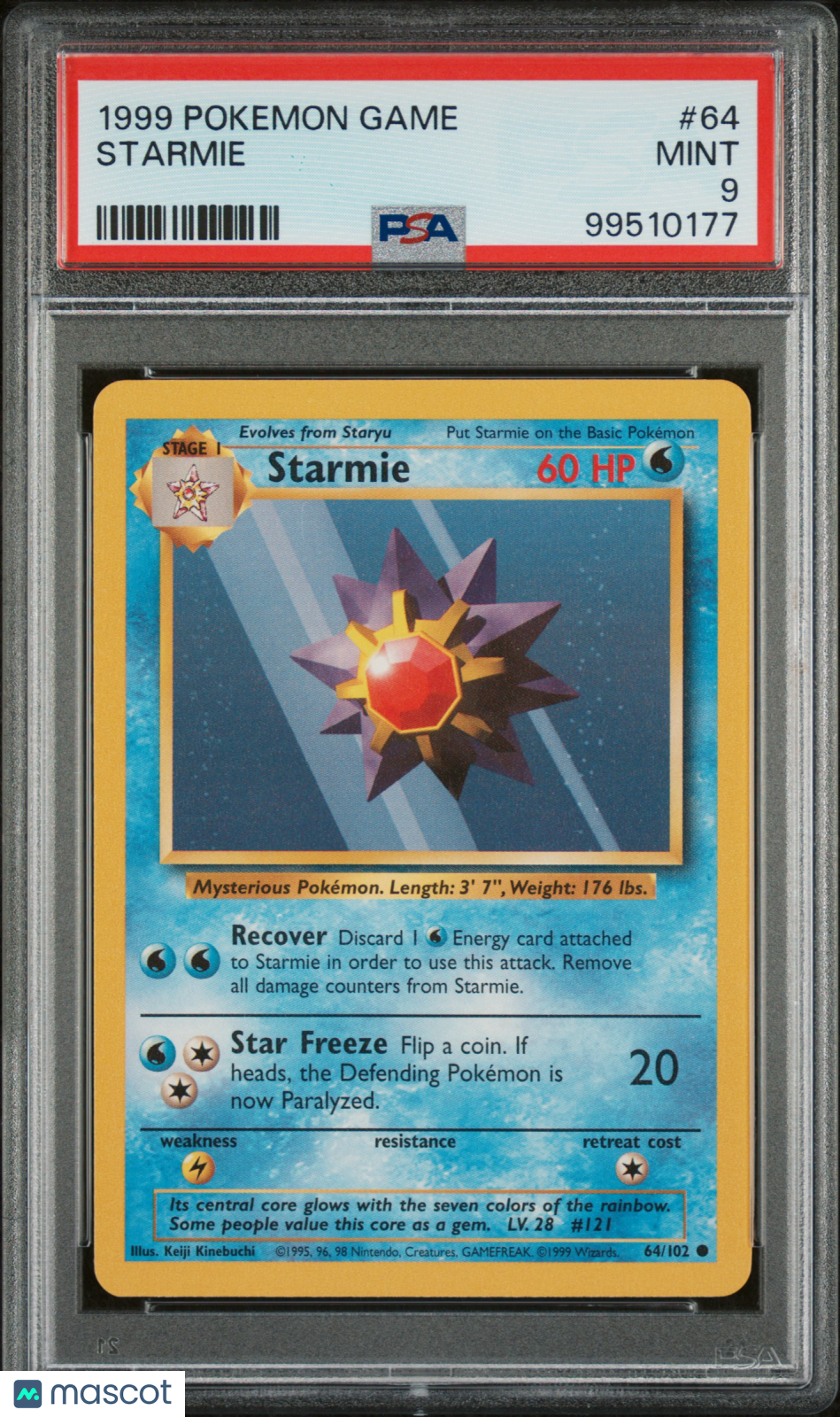 1999 Pokemon Game Starmie PSA 9