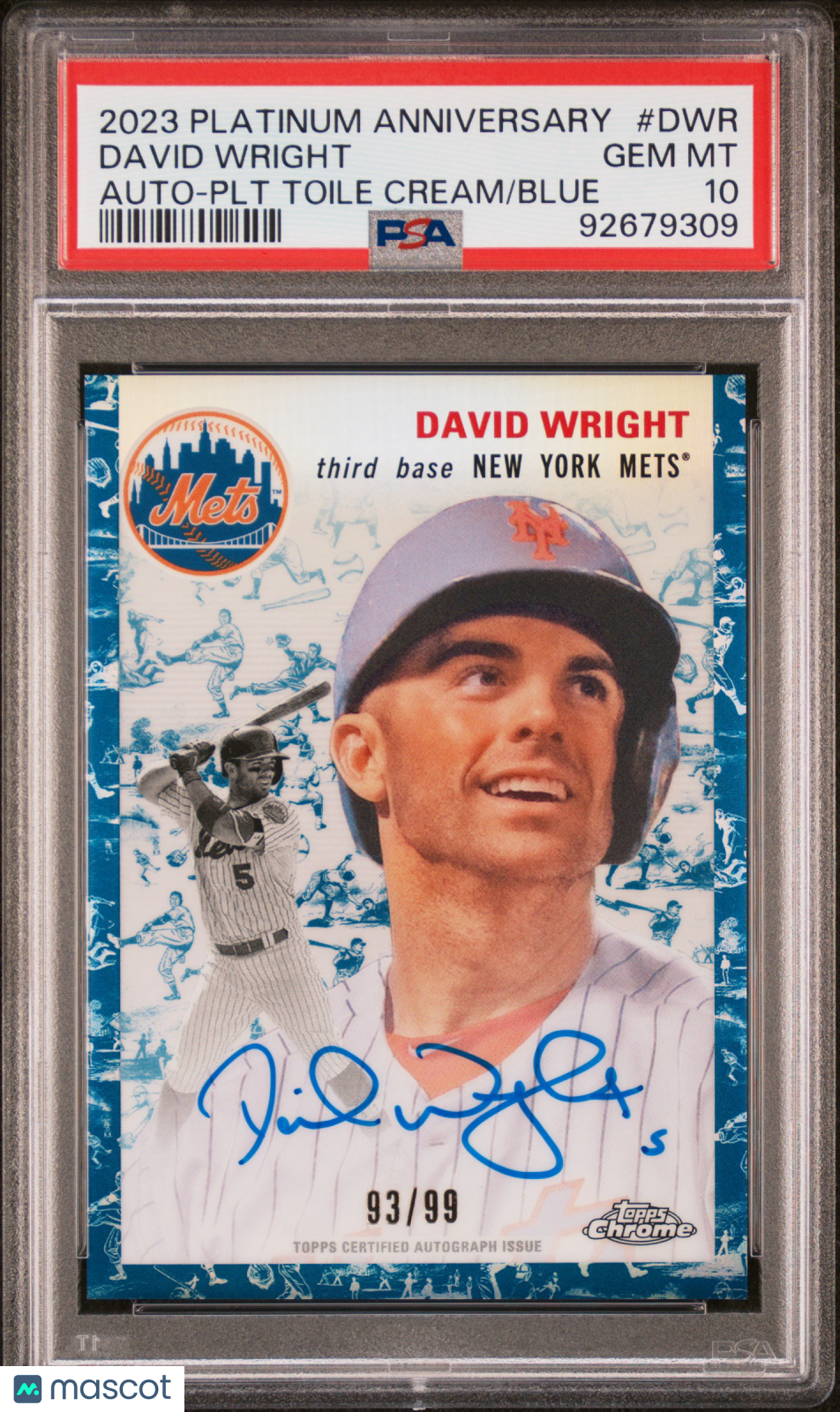 2023 Topps Chrome Platinum Anniversary Autographs David Wright PSA 10