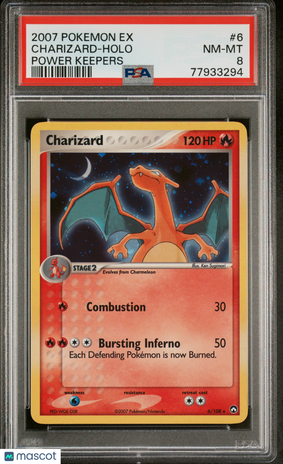 2007 Pokemon Ex Power Keepers Charizard-Holo Power Keepers PSA 8