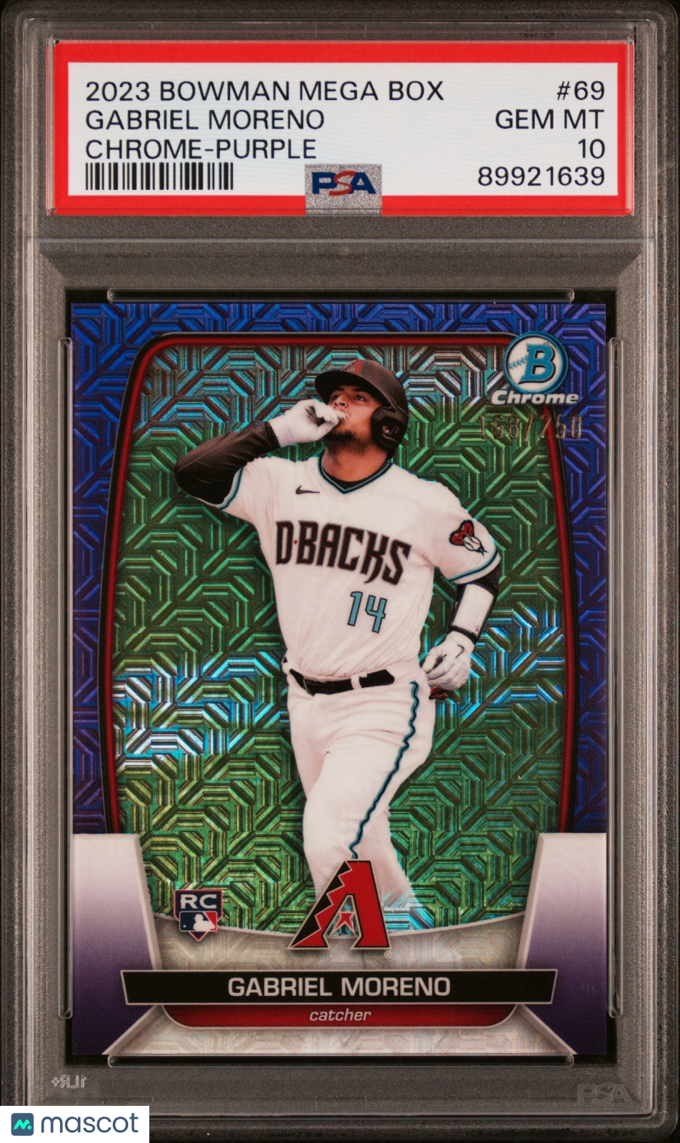 2023 Bowman Mega Box Chrome Gabriel Moreno Chrome-Purple Refractor PSA 10