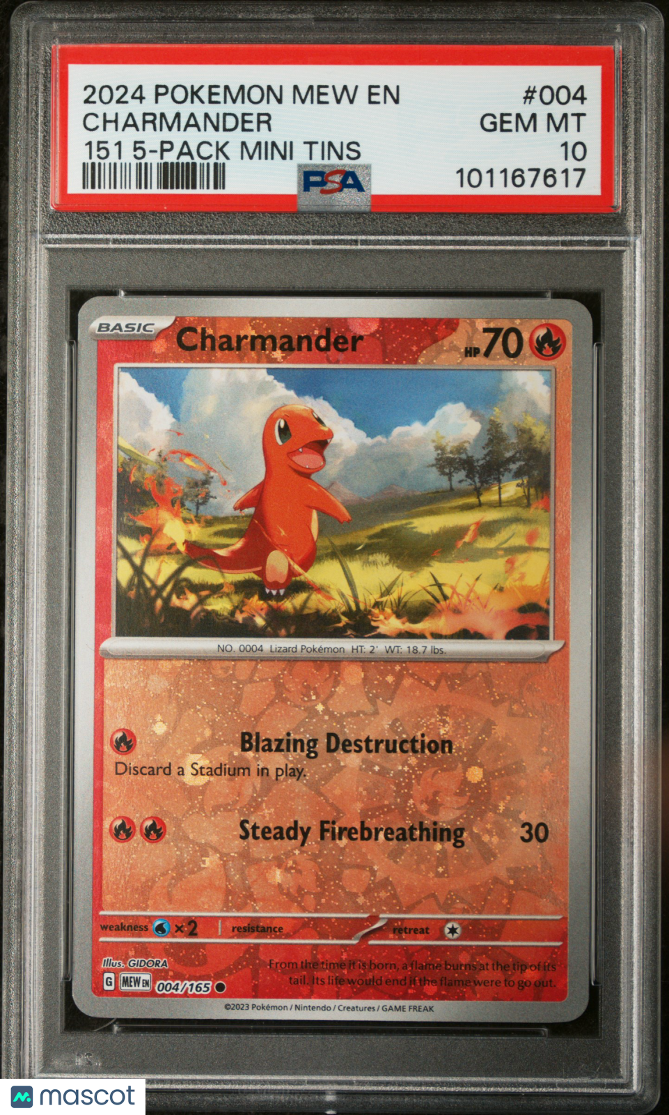 2024 Pokemon Mew En-151 Charmander 151 5-Pack Mini Tins PSA 10