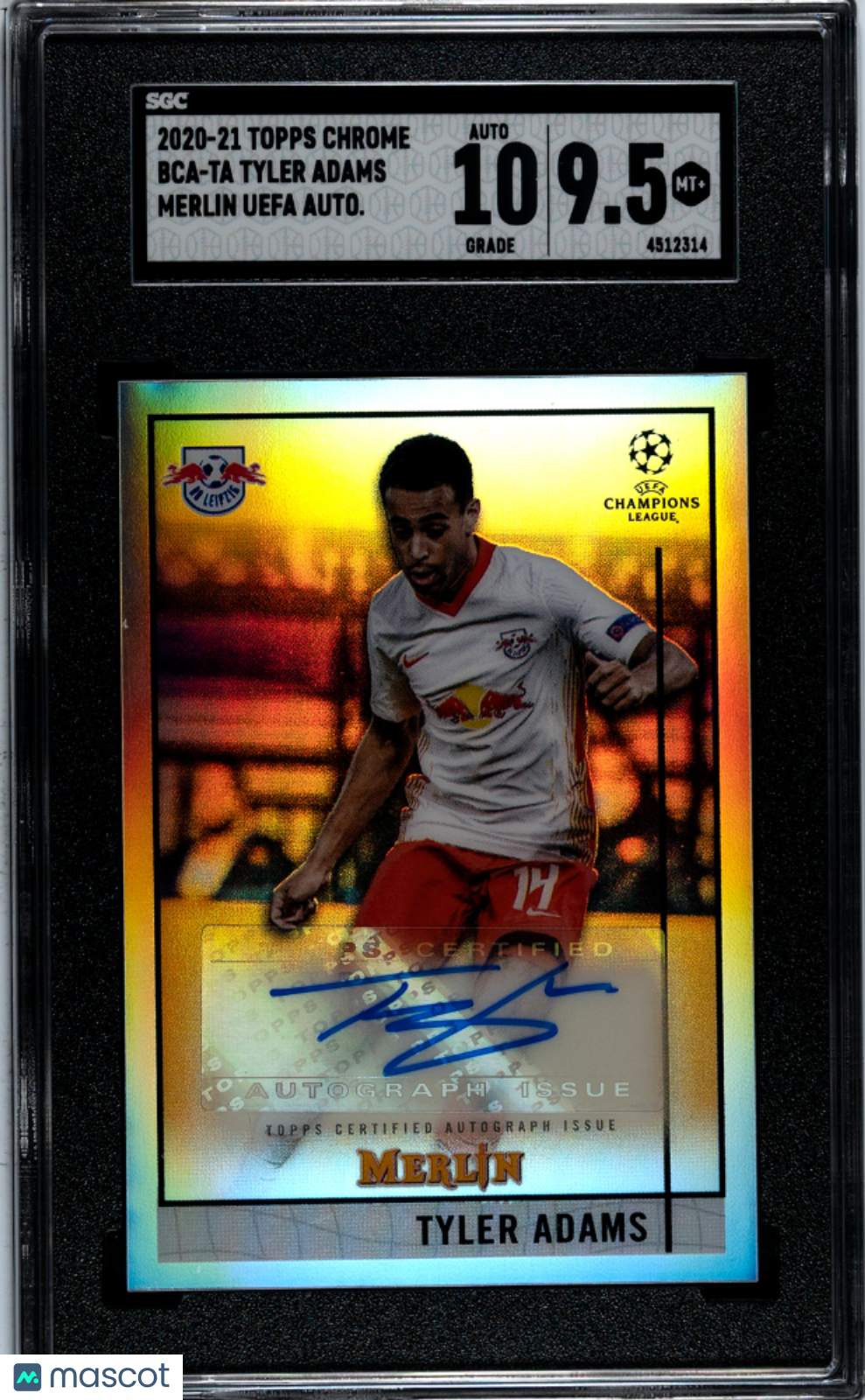 2020-21 Topps Chrome Merlin Uefa Tyler Adams Auto. SGC 9.5