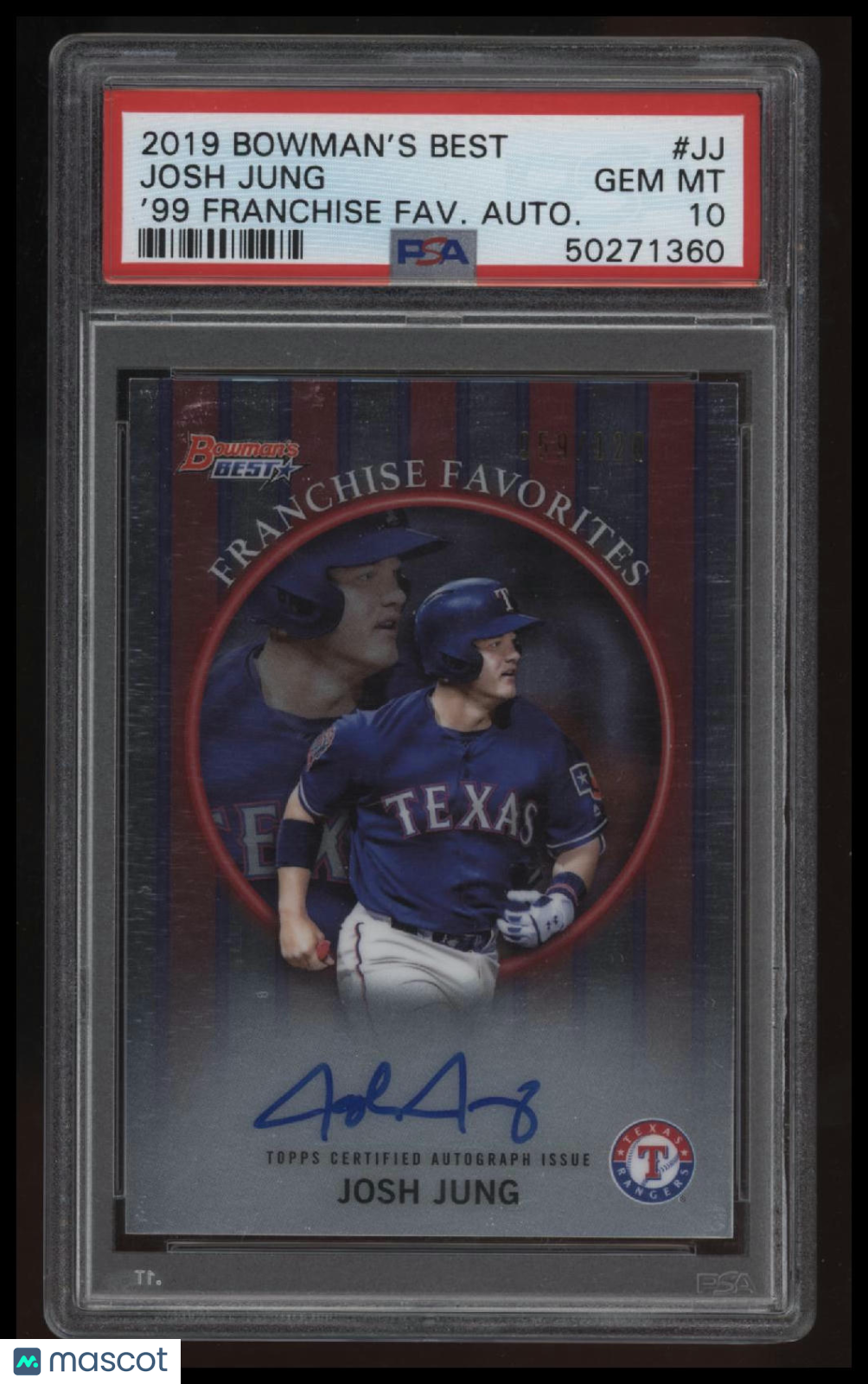 2019 Bowman&#39;S Best 1999 Franchise Favorites Autographs Josh Jung &#39;99 PSA 10