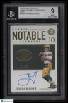 2020 Panini Encased Rookie Notable Signatures Gold Jordan Love/25 BGS 9.0