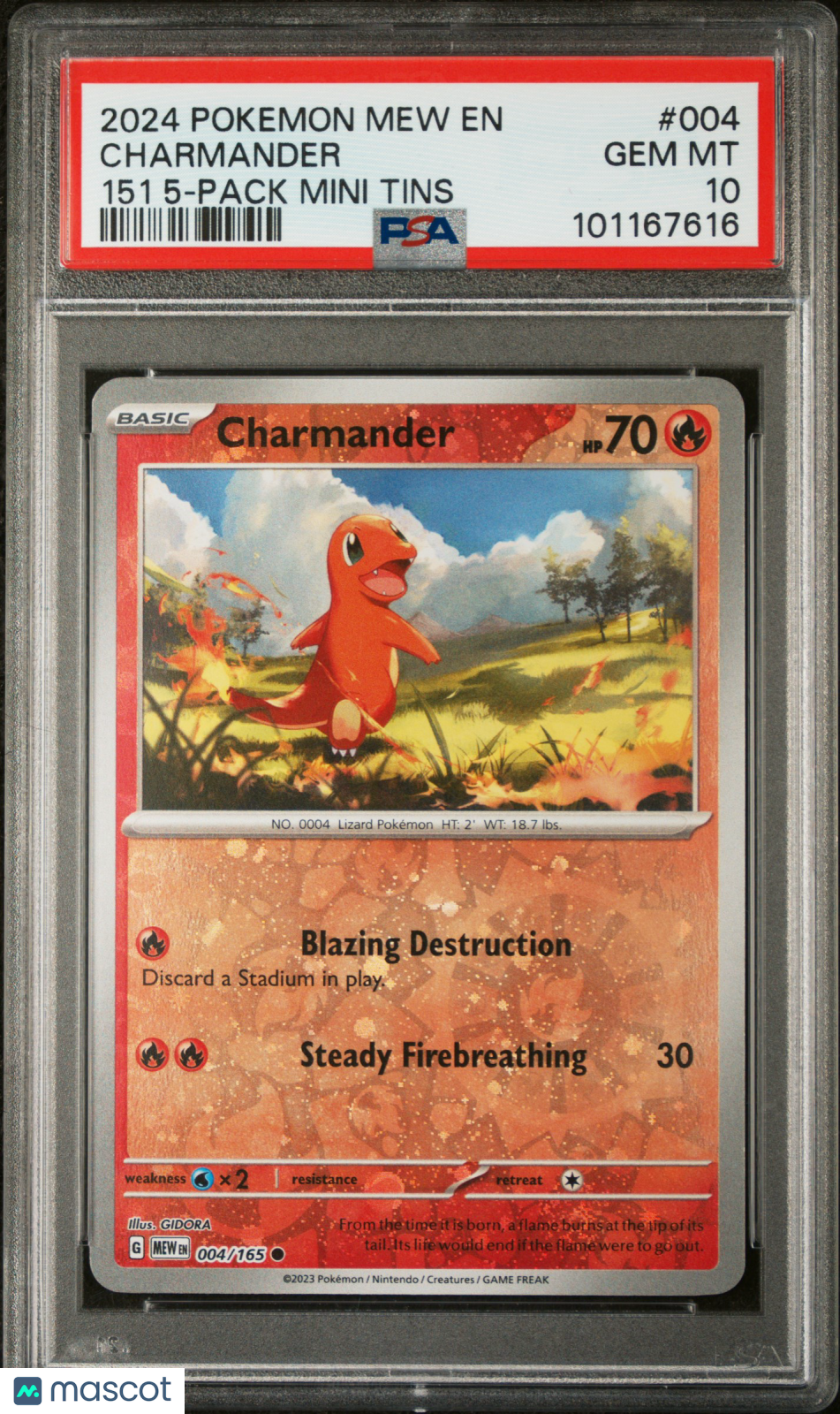 2024 Pokemon Mew En-151 Charmander 151 5-Pack Mini Tins PSA 10