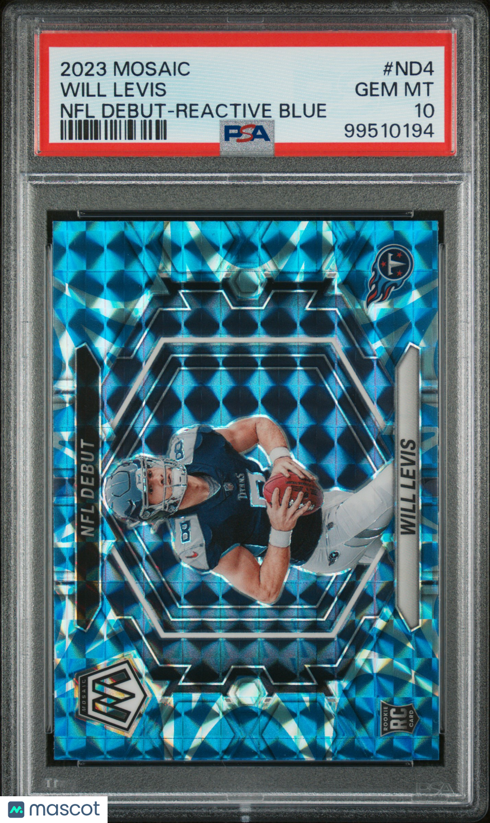 2023 Panini Mosaic Nfl Debut Will Levis Nfl Debut-Reactive Blue PSA 10