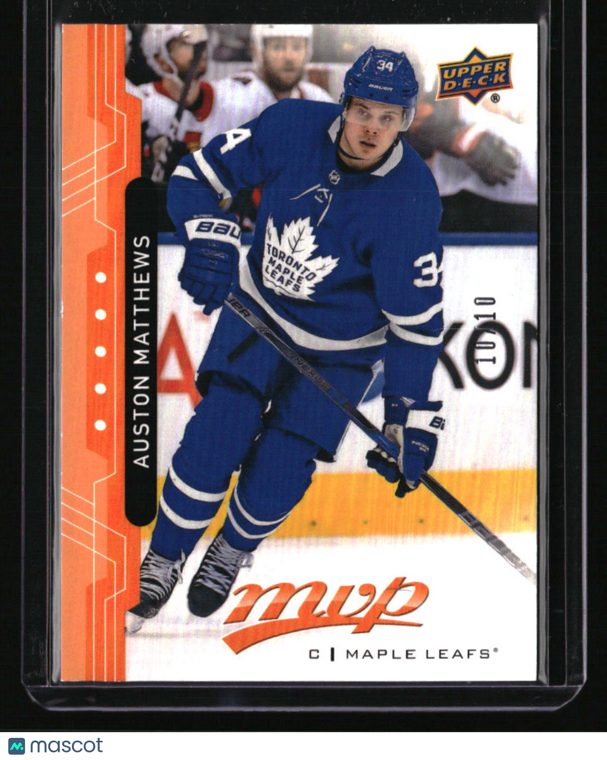 2018-19 Upper Deck MVP Auston Matthews Pack Wars Orange Achievements #/10