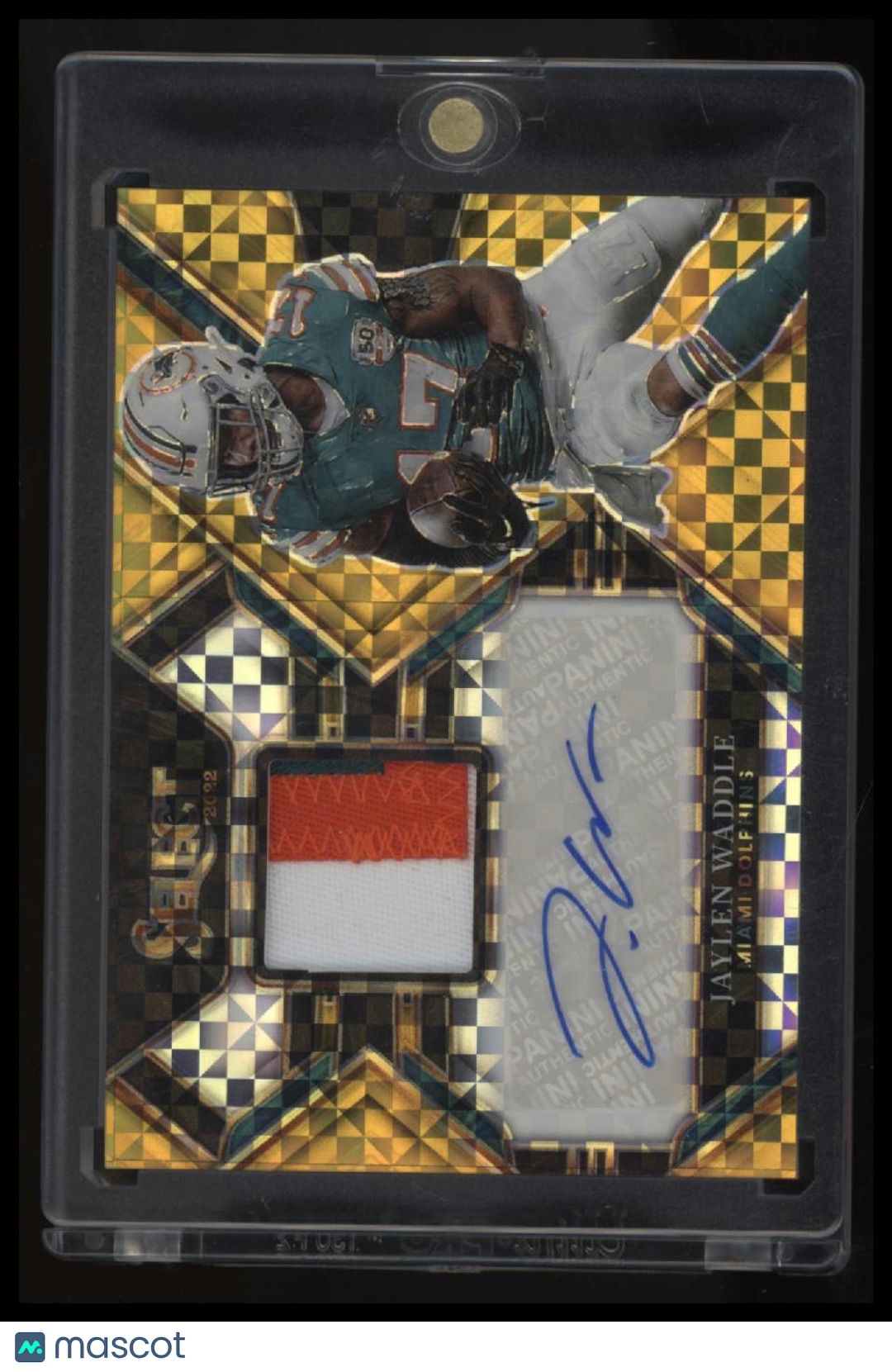 2022 Panini Select Jaylen Waddle Signature Memorabilia Gold Prizm #/10