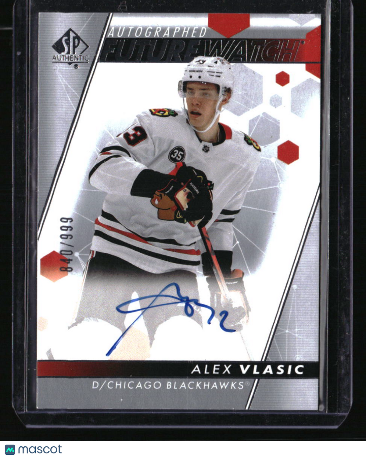 2022-23 SP Authentic Alex Vlasic Future Watch Autographed Inscribed #/999