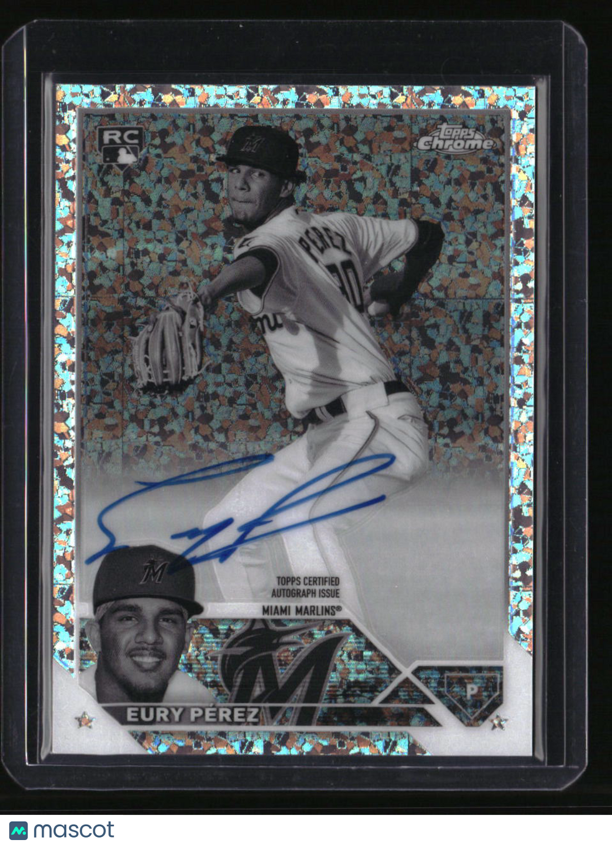 2023 Topps Chrome Update Eury PÃ©rez Autographs B&amp;W Mini Diamond