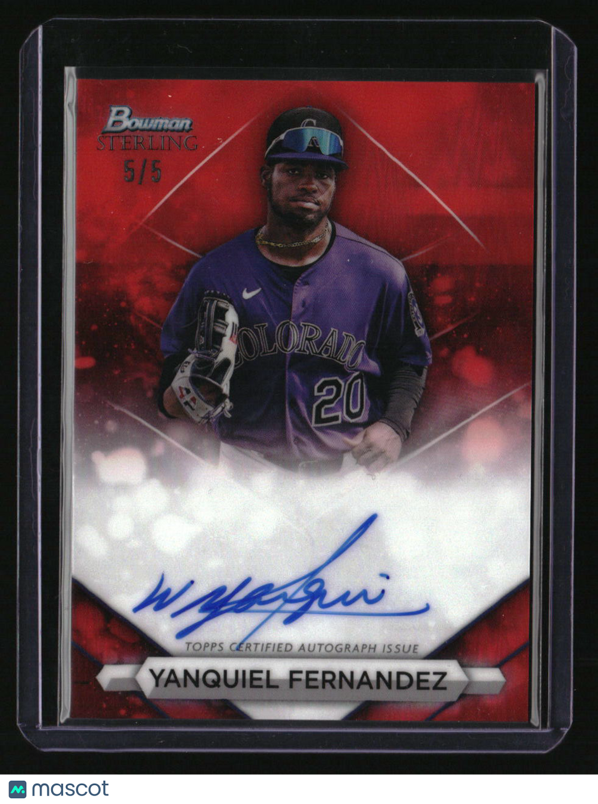 2023 Bowman Sterling Yanquiel Fernandez Prospect Autographs Red Refractors #/5