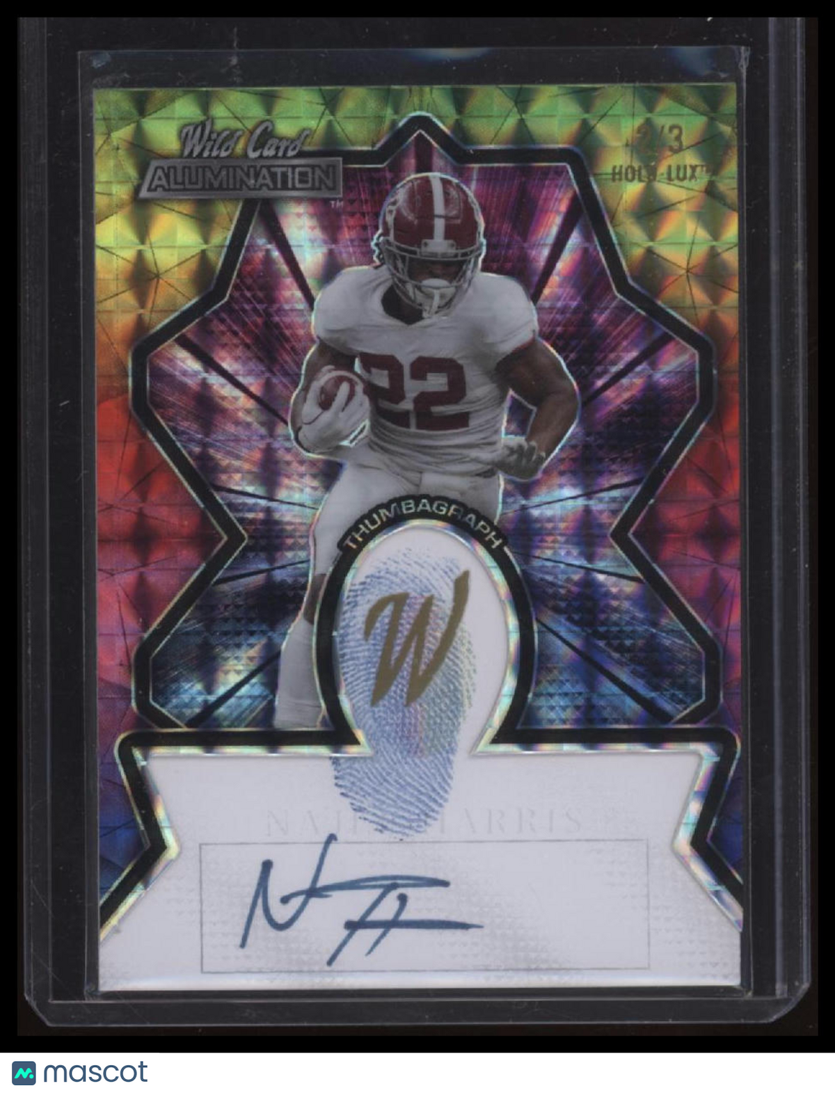 2021 Wild Card Alumination Najee Harris Thumbagraph Rainbow Holo-Lux #/3