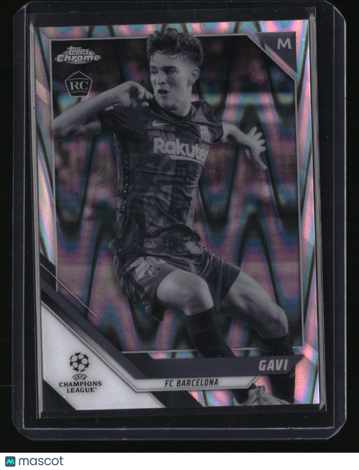 2021-22 Topps Chrome UEFA Champions League Gavi Black &amp; White Ray Wave Refractor