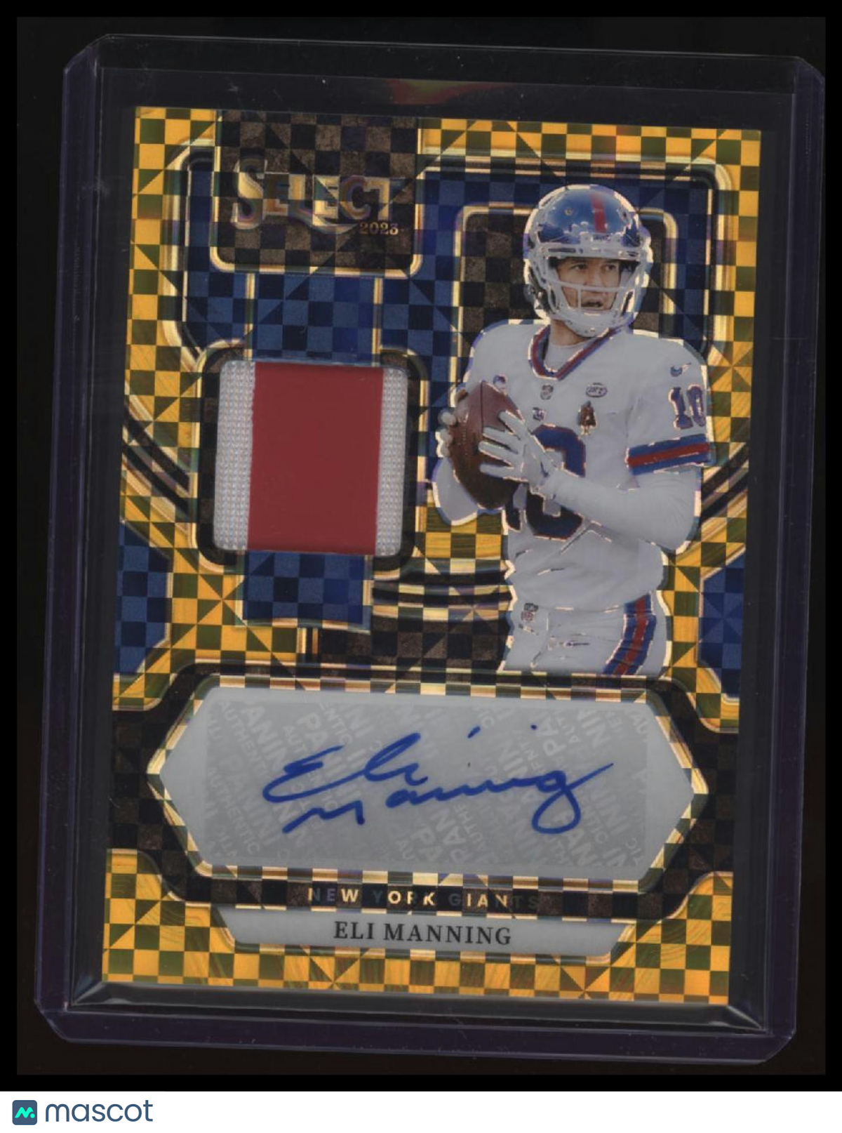 2023 Panini Select Eli Manning Signature Memorabilia Gold Prizm #/10