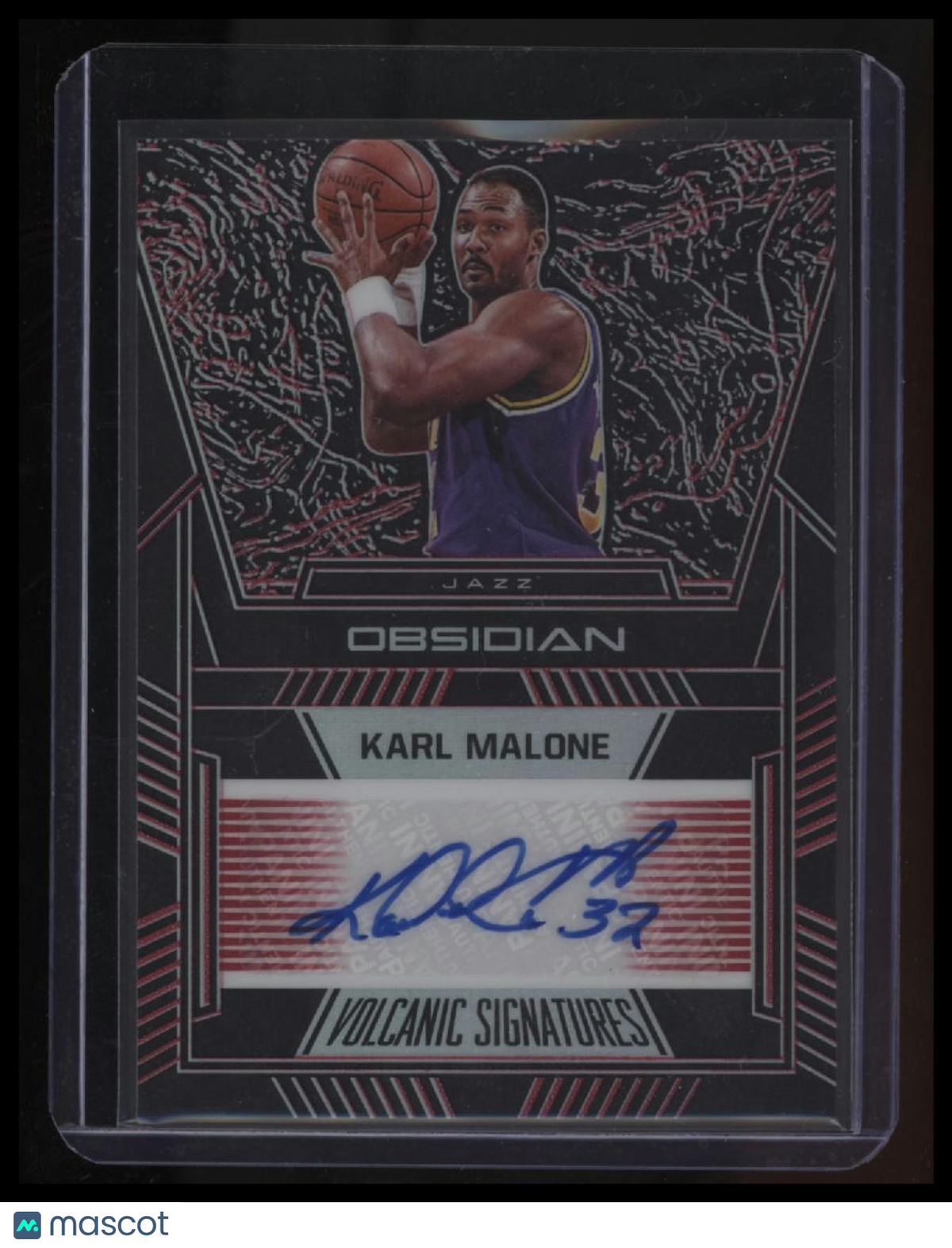 2019-20 Panini Obsidian Karl Malone Volcanic Signatures Electric Etch Red #/5