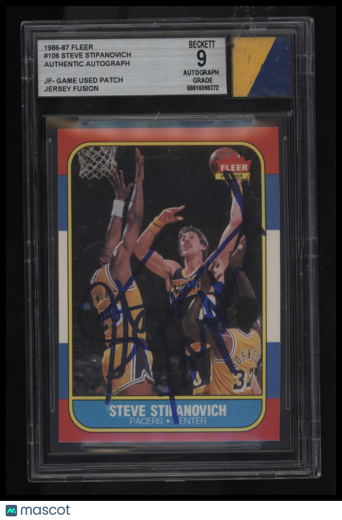 1986-87 Fleer Steve Stipanovich BGS Auto 9