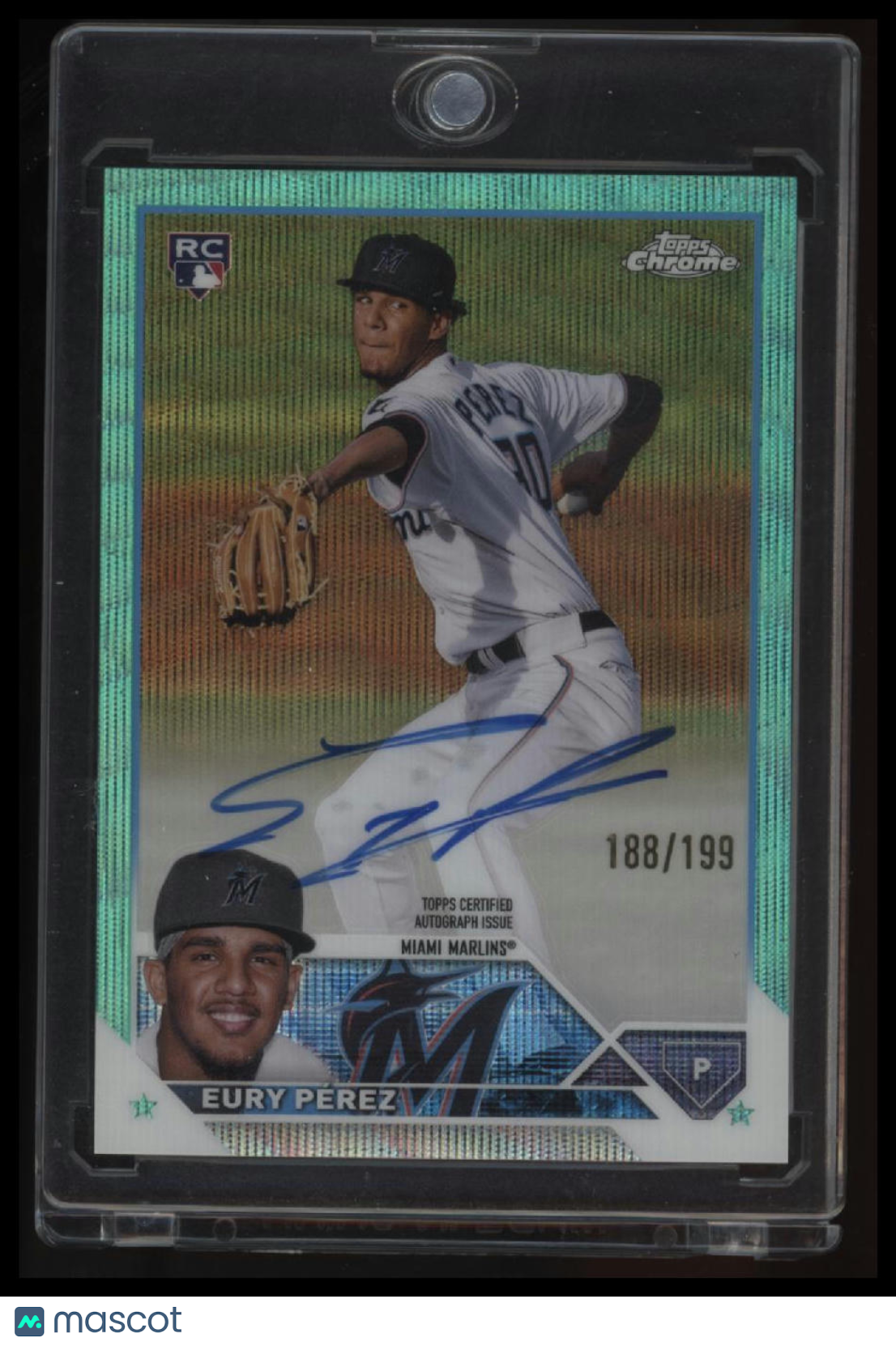 2023 Topps Chrome Update Eury PÃ©rez Autographs Aqua Wave