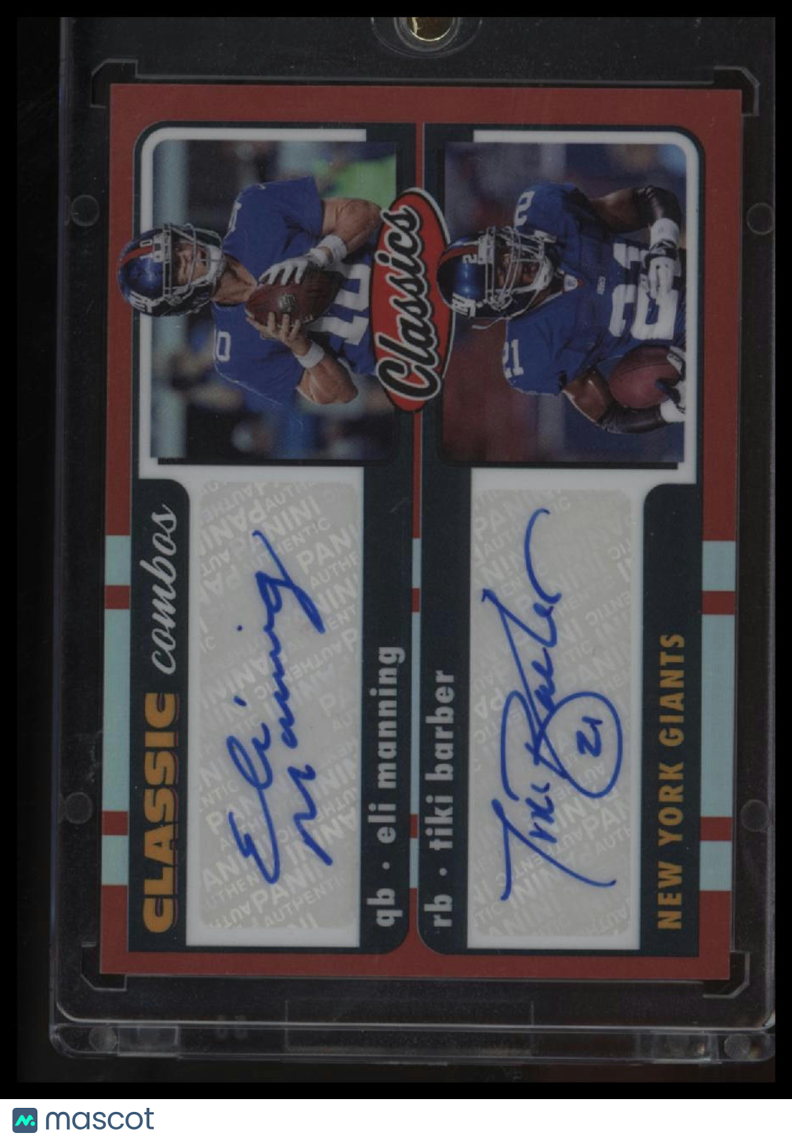 2022 Panini Classics Eli Manning / Tiki Barber Classic Combos Signatures Red #/6