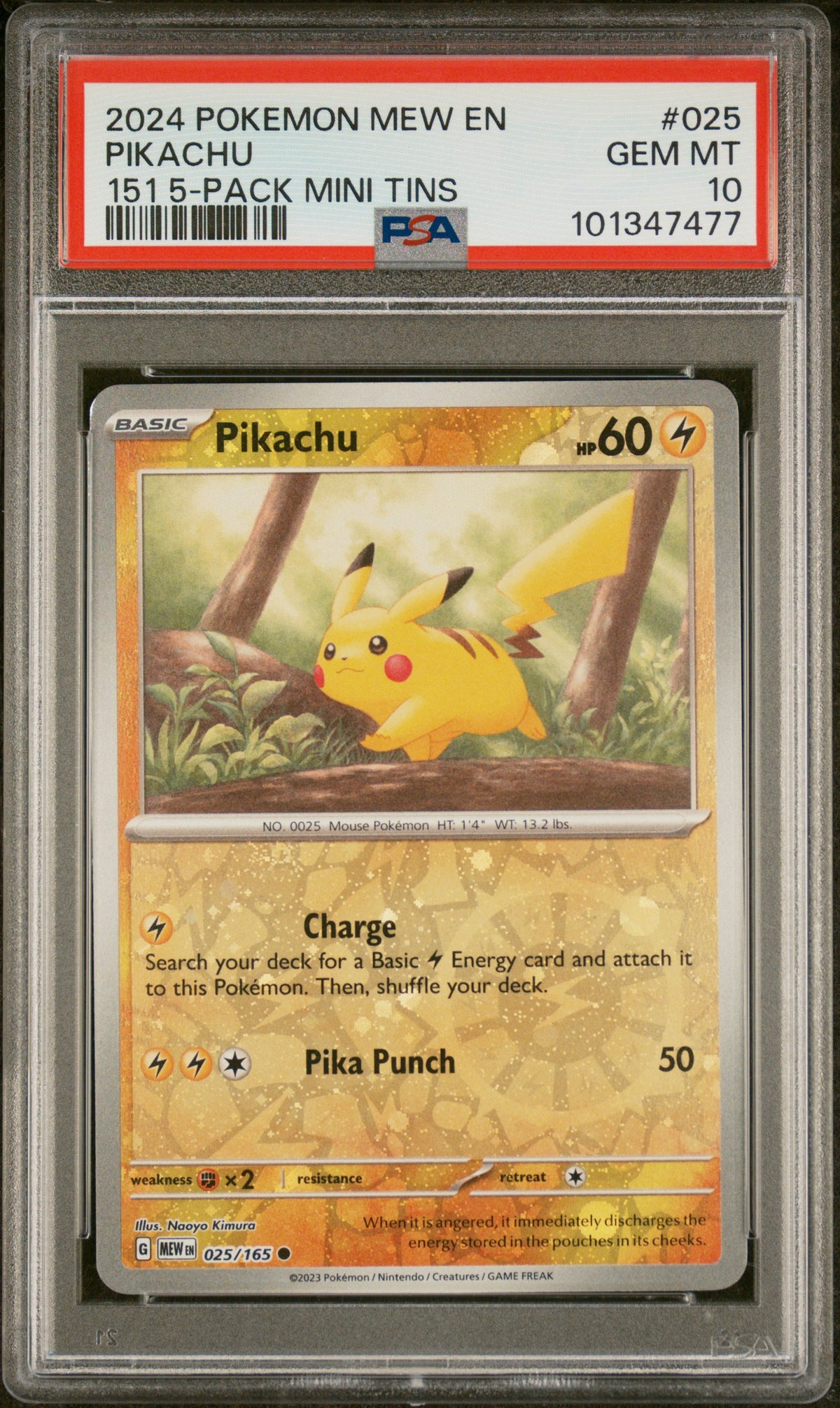 2024 Pokemon Mew En-151 Pikachu 151 5-Pack Mini Tins PSA 10