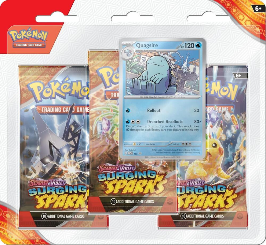 Pokemon: Scarlet &amp;amp; Violet - Surging Sparks 3 Pack Blisters (Quagsire)